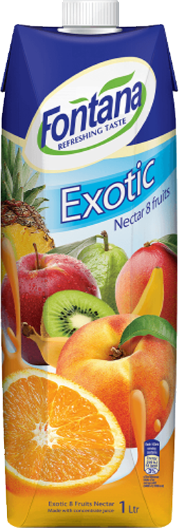 Exotic 8 Fruits Nectar (Apple, Pineapple,Orange, Peach, Banana,Mango, Guava, Kiwi)
